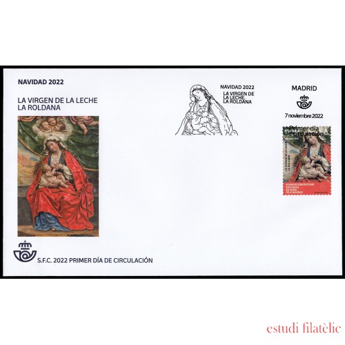España Spain 5622 2022 La Virgen de la Leche La Roldana SPD Sobre Primer Día Tarifa A