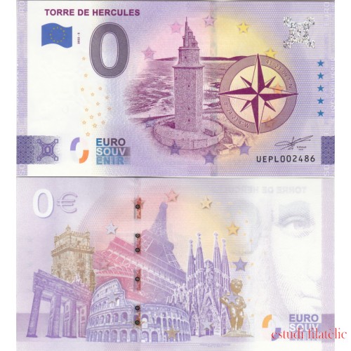 Billete  souvenir de cero euros Torre de Hércules España