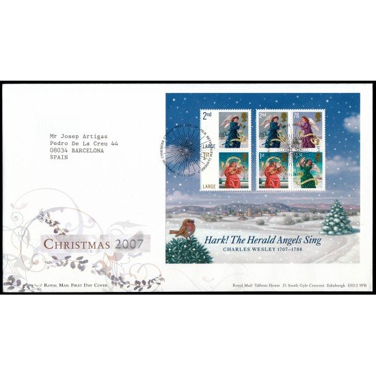 Gran Bretaña HB 51 2007 SPD FDC Navidad Ángeles Músicos Sobre primer día Gran Bretaña HB 51 2007 SPD FDC Navidad Ángeles Músicos Sobre primer día