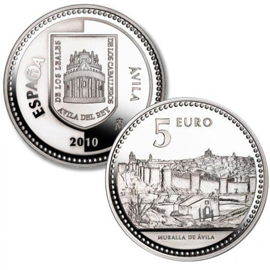 España Spain 2010  5 euros Capitales de provincia Avila Plata Ag