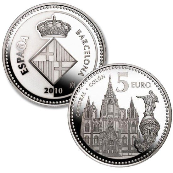 España Spain 2010 5 euros Capitales de provincia Barcelona Plata Ag