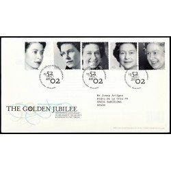 Gran Bretaña 2301/05 2002 SPD FDC Jubileo 50 años Reinado Isabel II Sobre primer día Gran Bretaña 2301/05 2002 SPD FDC Jubileo 50 años Reinado Isabel II Sobre primer día