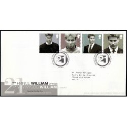 Gran Bretaña 2454/57 2003 SPD FDC 21 Cumpleaños de S.M.R. el Príncipe Guillermo de Gales Sobre primer día Gran Bretaña 2454/57 2003 SPD FDC 21 Cumpleaños de S.M.R. el Príncipe Guillermo de Gales Sobre primer día