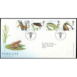 Gran Bretaña 2262/65 2001 SPD FDC Europa Fauna de los Estanques Sobre primer día Gran Bretaña 2262/65 2001 SPD FDC Europa Fauna de los Estanques Sobre primer día