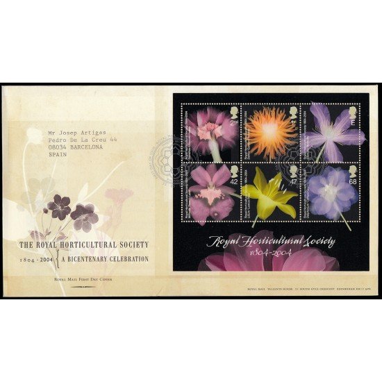 Gran Bretaña HB 25 2004 SPD FDC Bicentenario Real Sociedad de Horticultura Sobre primer día Gran Bretaña HB 25 2004 SPD FDC Bicentenario Real Sociedad de Horticultura Sobre primer día