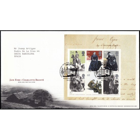Gran Bretaña HB 28 2005 SPD FDC Literatura Jane Eyre Sobre primer día Gran Bretaña HB 28 2005 SPD FDC Literatura Jane Eyre Sobre primer día