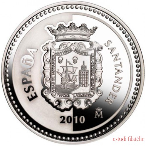 España Spain monedas Euros conmemorativos 2010 Capitales de provincia Santander 5 euros Plata