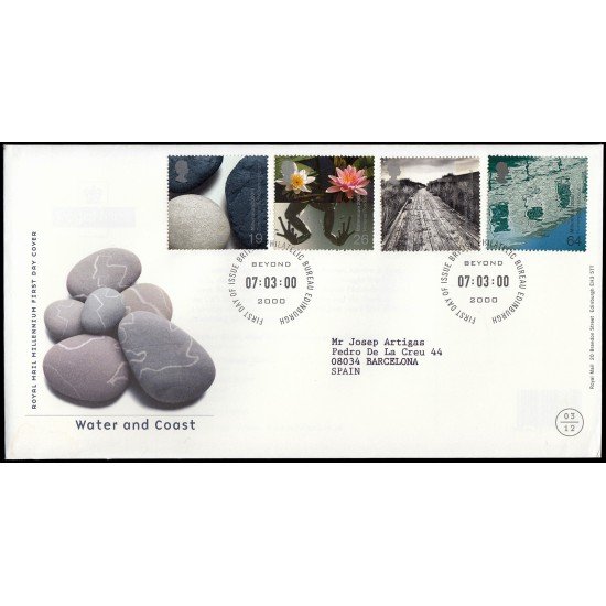 Gran Bretaña 2158/61 2000 SPD FDC Milenio Agua y Costa Sobre primer día Gran Bretaña 2158/61 2000 SPD FDC Milenio Agua y Costa Sobre primer día