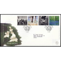 Gran Bretaña 2187/90 2000 SPD FDC Milenio Piedra y Tierra Sobre primer día Gran Bretaña 2187/90 2000 SPD FDC Milenio Piedra y Tierra Sobre primer día