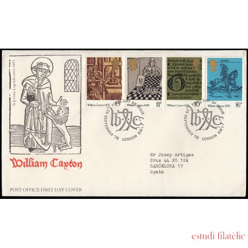 Gran Bretaña 803/06 1976 SPD FDC 500 Años Primer Libro en Inglaterra William Caxton Sobre primer día