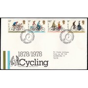 Gran Bretaña 872/75 1978 SPD FDC Centenario Touring-Club Ciclismo Sobre primer día
