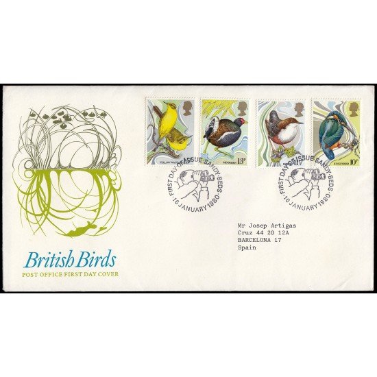 Gran Bretaña 922/25 1979 SPD FDC Pájaros del Reino Unido Sobre primer día Gran Bretaña 922/25 1979 SPD FDC Pájaros del Reino Unido Sobre primer día