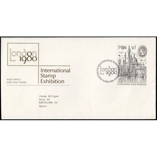 Gran Bretaña 931a 1980 SPD FDC Exposición Filatélica Internacional Sobre primer día Gran Bretaña 931a 1980 SPD FDC Exposición Filatélica Internacional Sobre primer día