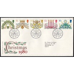 Gran Bretaña 959/63 1980 SPD FDC Navidad Decoraciones Diversas Sobre primer día Gran Bretaña 959/63 1980 SPD FDC Navidad Decoraciones Diversas Sobre primer día