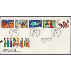 Gran Bretaña 1011/15 1981 SPD FDC Navidad Diseños Infantiles Sobre primer día Gran Bretaña 1011/15 1981 SPD FDC Navidad Diseños Infantiles Sobre primer día