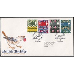 Gran Bretaña 1052/55 1982 SPD FDC Textiles Británicos 250 Años Nacimiento sir Richard Artwright Sobre primer día Gran Bretaña 1052/55 1982 SPD FDC Textiles Británicos 250 Años Nacimiento sir Richard Artwright Sobre primer día