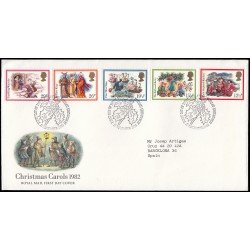 Gran Bretaña 1062/66 1982 SPD FDC Ilustración de Cánticos de Navidad Sobre primer día Gran Bretaña 1062/66 1982 SPD FDC Ilustración de Cánticos de Navidad Sobre primer día