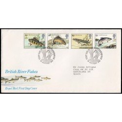 Gran Bretaña 1067/70 1983 SPD FDC Peces de Río Británicos Sobre primer día