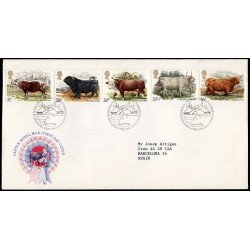Gran Bretaña 1117/21 1984 SPD FDC Cría de Ganado Bovino Británica Sobre primer día