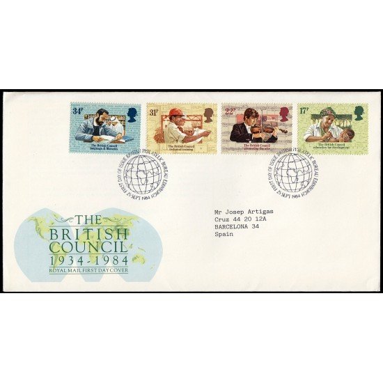 Gran Bretaña 1146/49 1984 SPD FDC 50 Años del Consejo Británico Sobre primer día Gran Bretaña 1146/49 1984 SPD FDC 50 Años del Consejo Británico Sobre primer día