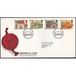 Gran Bretaña 1226/29 1986 SPD FDC Vida Medieval Sobre primer día Gran Bretaña 1226/29 1986 SPD FDC Vida Medieval Sobre primer día