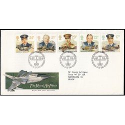 Gran Bretaña 1240/44 1986 SPD FDC 50 Años Reorganización Royal Air Force Sobre primer día Gran Bretaña 1240/44 1986 SPD FDC 50 Años Reorganización Royal Air Force Sobre primer día