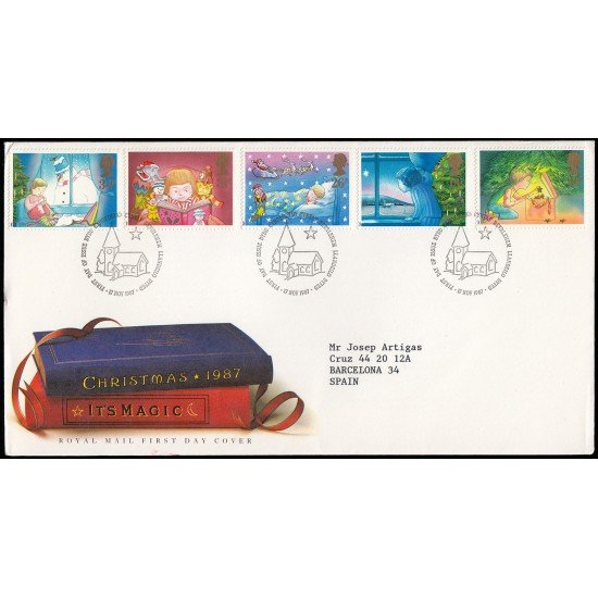 Gran Bretaña 1288/92 1987 SPD FDC Navidad Sobre primer día Gran Bretaña 1288/92 1987 SPD FDC Navidad Sobre primer día