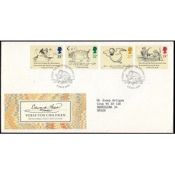 Gran Bretaña 1336/39 1988 SPD FDC Centenario del Fallecimiento Edward Lear Sobre primer día