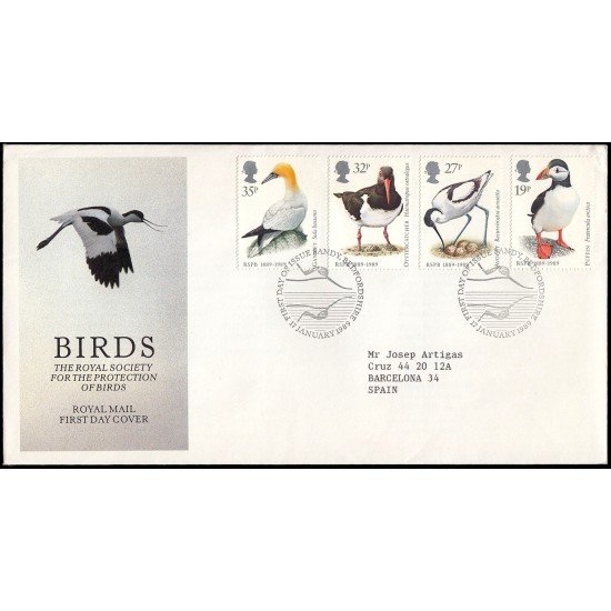 Gran Bretaña 1363/66 1989 SPD FDC Centenario Real Sociedad de Protección de Pájaros Sobre primer día Gran Bretaña 1363/66 1989 SPD FDC Centenario Real Sociedad de Protección de Pájaros Sobre primer día