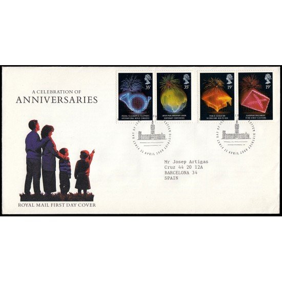 Gran Bretaña 1376/79 1989 SPD FDC Aniversarios y Acontecimientos Sobre primer día Gran Bretaña 1376/79 1989 SPD FDC Aniversarios y Acontecimientos Sobre primer día