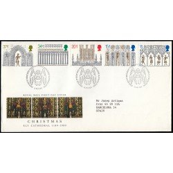 Gran Bretaña 1415/19 1989 SPD FDC Navidad Catedral de Ely Sobre primer día Gran Bretaña 1415/19 1989 SPD FDC Navidad Catedral de Ely Sobre primer día