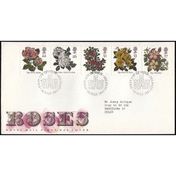 Gran Bretaña 1551/55 1991 SPD FDC Flores Variedades de Rosas Sobre primer día Gran Bretaña 1551/55 1991 SPD FDC Flores Variedades de Rosas Sobre primer día