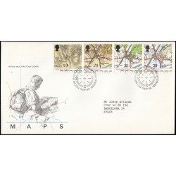 Gran Bretaña 1568/71 1991 SPD FDC Bicentenario del Servicio Cartográfico Mapas Sobre primer día Gran Bretaña 1568/71 1991 SPD FDC Bicentenario del Servicio Cartográfico Mapas Sobre primer día