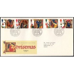 Gran Bretaña 1574/78 1991 SPD FDC Navidad Sobre primer día Gran Bretaña 1574/78 1991 SPD FDC Navidad Sobre primer día