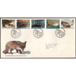 Gran Bretaña 1591/95 1992 SPD FDC Animales y Clima Invernal Sobre primer día Gran Bretaña 1591/95 1992 SPD FDC Animales y Clima Invernal Sobre primer día