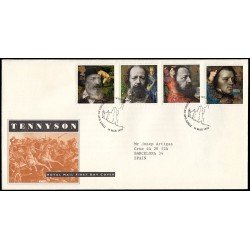 Gran Bretaña 1611/14 1992 SPD FDC Centenario del Fallecimiento de Lord Alfred Tennyson Sobre primer día Gran Bretaña 1611/14 1992 SPD FDC Centenario del Fallecimiento de Lord Alfred Tennyson Sobre primer día