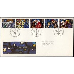 Gran Bretaña 1640/44 1992 SPD FDC Navidad Vidrieras Sobre primer día Gran Bretaña 1640/44 1992 SPD FDC Navidad Vidrieras Sobre primer día