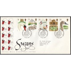 Gran Bretaña 1645/49 1993 SPD FDC Fauna Cisnes Sobre primer día Gran Bretaña 1645/49 1993 SPD FDC Fauna Cisnes Sobre primer día
