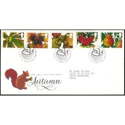 Gran Bretaña 1692/96 1993 SPD FDC Frutas de Otoño Sobre primer día Gran Bretaña 1692/96 1993 SPD FDC Frutas de Otoño Sobre primer día