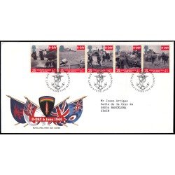 Gran Bretaña 1762/66 1994 SPD FDC 50 Años Desembarco de Normandía Sobre primer día Gran Bretaña 1762/66 1994 SPD FDC 50 Años Desembarco de Normandía Sobre primer día