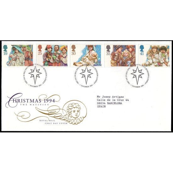 Gran Bretaña 1784/88 1994 SPD FDC Navidad Sobre primer día Gran Bretaña 1784/88 1994 SPD FDC Navidad Sobre primer día