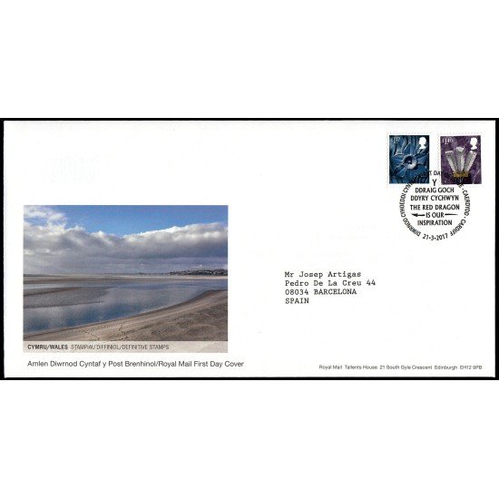 Gran Bretaña 4426/33 2017 SPD FDC Serie Regional Gales Sobre primer día Cardiff Gran Bretaña 4426/33 2017 SPD FDC Serie Regional Gales Sobre primer día Cardiff