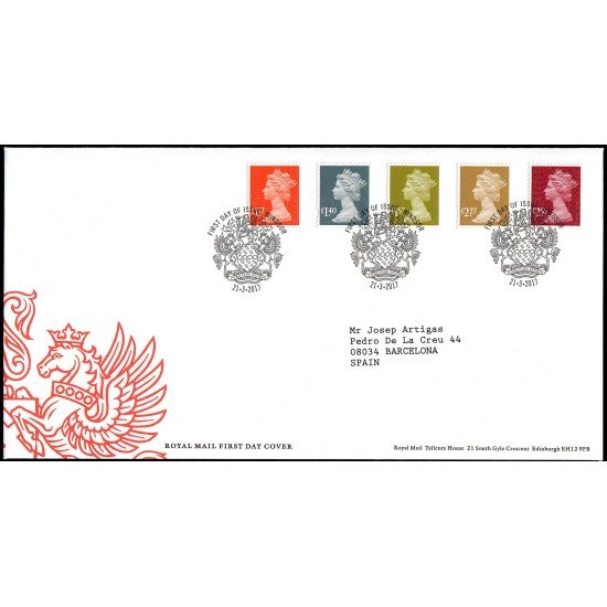 Gran Bretaña 4421/25 2017 SPD FDC Serie Reina Isabel II Sobre primer día Windsor Gran Bretaña 4421/25 2017 SPD FDC Serie Reina Isabel II Sobre primer día Windsor