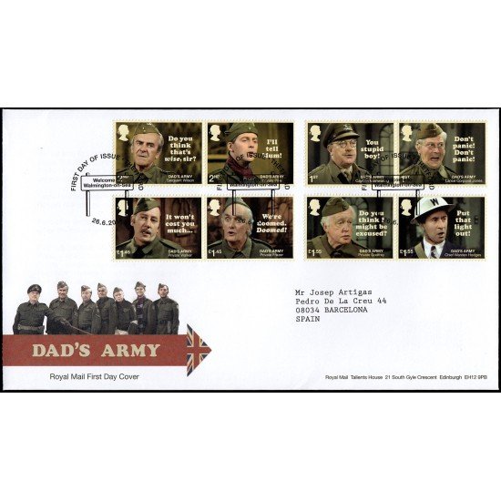 Gran Bretaña 4642/49 2018 SPD FDC 50 Aniv. Serie de televisión Británica El Ejército de Papá Sobre primer día Thetford Gran Bretaña 4642/49 2018 SPD FDC 50 Aniv. Serie de televisión Británica El Ejército de Papá Sobre primer día Thetford