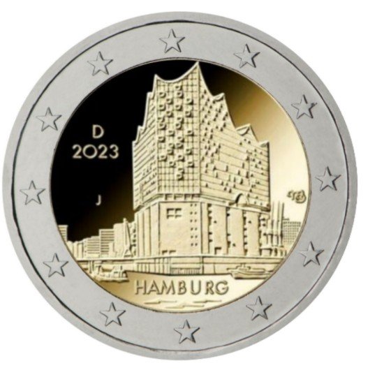 Alemania 2023 2 € euros conmemorativos Hamburgo - Filarmónica del Elb( 5 cecas ) Alemania 2023 2 € euros conmemorativos Hamburgo - Filarmónica del Elb( 5 cecas )