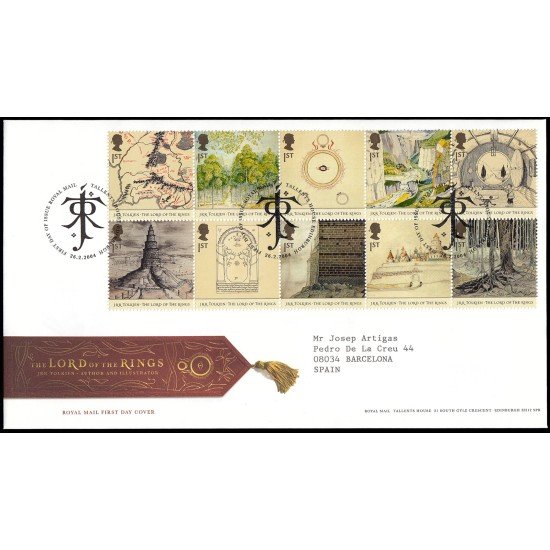 Gran Bretaña 2523/32 2004 SPD FDC El Señor de los Anillos Tallents House Sobre primer día Gran Bretaña 2523/32 2004 SPD FDC El Señor de los Anillos Tallents House Sobre primer día