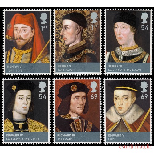 Gran Bretaña 2977/82 2008 Reyes británicos Casas de Lancaster y York MNH