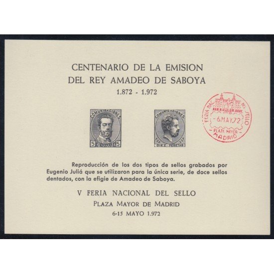 España Spain Hojitas Recuerdo 2 1972 FNMT Tirada 460 300€ Matasello Rojo