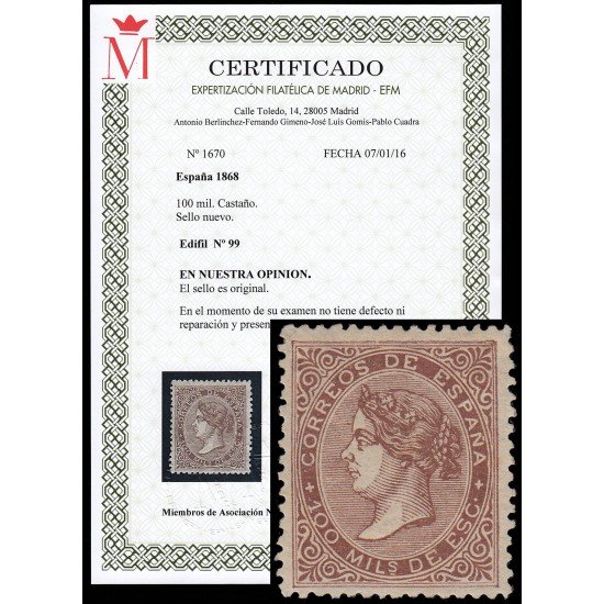 España Spain 99 1868 Isabel II MH España Spain 99 1868 Isabel II MH