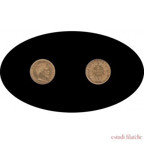 Francia France 5 francs 1857 Paris A Oro Au